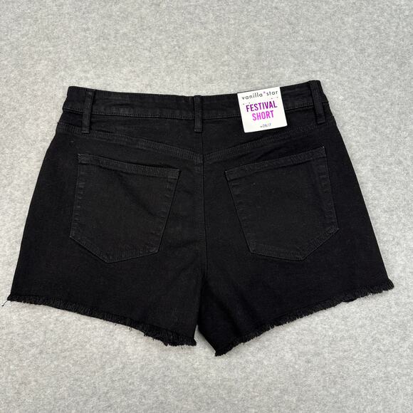 Vanilla Star Crochet Denim Shorts Women’s 28 Black Boho Festival Style V33095-3 - Picture 4 of 8